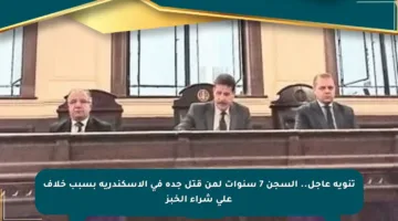 تنويه عاجل.. السجن 7 سنوات لمن قتل جده في الإسكندرية بسبب خلاف على شراء الخبز